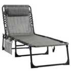 Outsunny Portable Sun Lounger w/ 5-position Adjustable Backrest - Mixed Grey