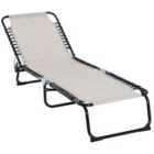 Outsunny Folding Adjustable Sun Lounger - Cream White