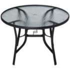 Outsunny 106cm Round Garden Dining Table with Parasol Hole