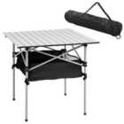 Outsunny Aluminum Roll-Top Table w/Mesh Bag - Silver
