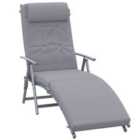 Outsunny Patio Sun Lounger with Cushion - Grey