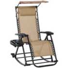Outsunny Garden Rocking Chair Folding Recliner - Beige
