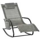 Outsunny Breathable Mesh Rocking Chair w/ Removable Headrest - Dark Grey