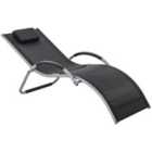 Outsunny Sun Lounger Reclining Chair with Pillow - Black