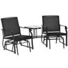 Outsunny Conversation Set w/ Double Rocking Chair - Black
