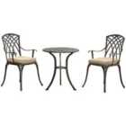 Outsunny 3pc Cast Aluminium Garden Bistro Set for 2 - Bronze