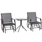 Outsunny 2 Glider Rocking Chairs and Table Set - Grey