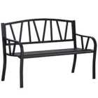 Outsunny 2 Seater Metal Garden Bench w/ Decorative Backrest Ergonomic Armrest