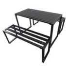 Outsunny Outdoor 3pc Metal Picnic Table and 2 Benches Set - Black