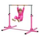 Jouet Kids Adjustable Horizonal Gymnastics Bar with Steel Frame & Wood Bar - Pink