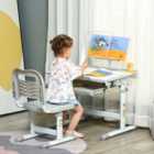 HOMCOM Kids Study Desk And Chair Set With Usb Lamp (adjustable Height) - Grey