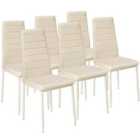 Tectake 6 Dining Chairs Cream Synthetic Leather - Beige