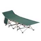 Outsunny Single Person Folding Camping Bed with Side Pocket and Carry Bag - Green