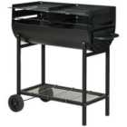 Outsunny Trolley Charcoal BBQ with Wheels - Black