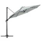 Outsunny 3m Cantilever Roma Parasol w/ Crank, Tilt and LED Solar Light - Grey