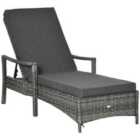 Outsunny Patio Rattan Sun Lounger w/ Removeable and Washable Cushion - Mixed Grey