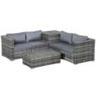 Outsunny 6pc Rattan Corner Sofa Set - Grey