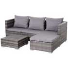 Outsunny 3pc Rattan Garden Furniture Storage Sofa Set - Grey