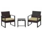 Outsunny 3pc Outdoor Rattan Bistro Set - Beige