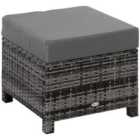 Outsunny Rattan Footstool with Padded Seat 50 x 50 x 35cm - Grey