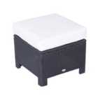 Outsunny Rattan Footstool with Padded Seat 50 x 50 x 35cm - Black