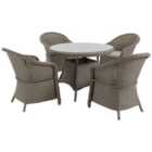 Outsunny 5pc PE Rattan Four Seater Garden Dining Set w/ 4 Chais and Round Table - Mixed Grey