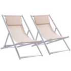 Outsunny Set of 2 Folding Garden Beach - Beige