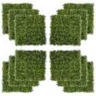 Outsunny 12pc Artificial Boxwood Grass with Flowers Wall Panels (50cm x 50cm)