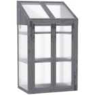 Outsunny Wooden Cold Frame Grow House w/ Polycarbonate Semi Transparent Glazing - Grey