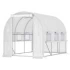 Outsunny 3 x 2 x 2m Walk-in Tunnel Greenhouse w/ PE Cover Mesh Window White