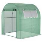 Outsunny Walk in Polytunnel Greenhouse with Roll-up Window and Door Green