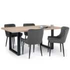 Julian Bowen Set Of Berwick Dining Table & 4 Luxe Grey Chairs