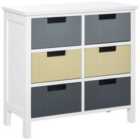 HOMCOM Chest Of 6 Storage Drawers Multi Grey