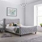 Oxford Grey Velvet Chesterfield Sleigh Bed King size