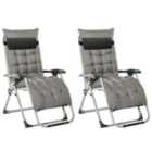 Outsunny 2pc Reclining Zero Gravity Cushioned Chairs - Dark Grey