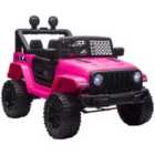 HOMCOM 12V Kids Electric Ride-on Off-road Truck With Remote Control - Pink