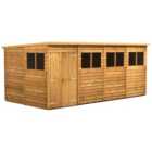 Powersheds Double Door Pent Overlap Dip Treated Shed - 16 x 8ft