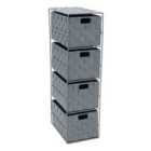 JVL Vichy 4 Drawer Narrow Nylon Storage Tower