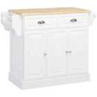 HOMCOM Kitchen Island With Adjustable Shelf Storage Drawers and Cabinets - White