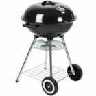 Tectake BBQ Kettle Grill Ã 41.5cm Galvanized With Wheels Black