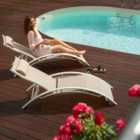 Tectake Set Of 2 Alina Sun Loungers Cream