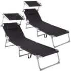 Tectake 2 Chloe Sun Loungers Black