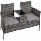 Tectake Garden Bench With Table Poly Rattan Grey