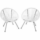 Tectake Garden Chairs In Retro Design Set Of 2 White