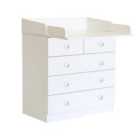 Baby 5 Drawer Unit 1780 With Changing Board And Storage White