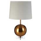 Premier Housewares Zena Table Lamp in Crystal/Gold Finish with White Linen Shade