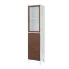 Teamson Home Tyler Wooden Tall Bathroom Linen Cabinet With Glass Door - White/Brown
