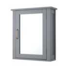 Teamson Home Wooden Mirrored Bathroom Wall Medicine Cabinet With Adjustable Shelf - Grey