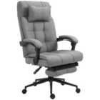 Vinsetto Ergonomic Office Chair Adjustable Height With Wheels Footrest Light Grey