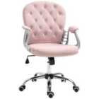 Vinsetto Office Chair Velour Diamond Tufted Padded Ergonomic 360° Swivel - Pink